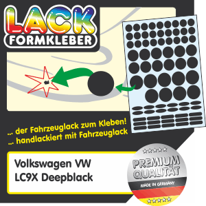 VW Lack LC9X Deepblack Lack ausbessern Spot-Repair. Kleinere VW Deepblack Lackschäden mit Lackformkleber statt Lackstift ausbessern.