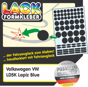VW LD5K Lapiz Blue Lack ausbessern Spot-Repair. Kleinere VW Lapiz Blue Lackschäden mit Lackformkleber statt Lackstift ausbessern.